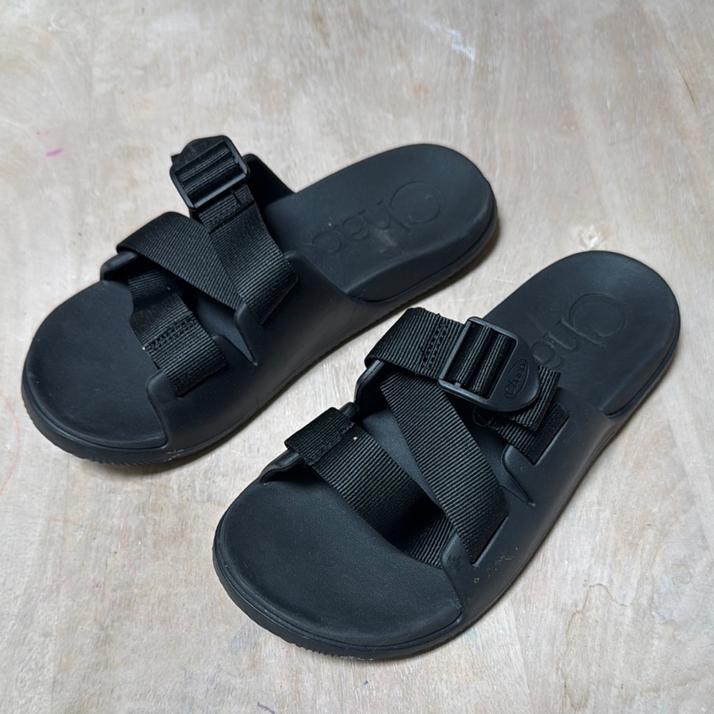 Black Chaco Slide Sandals with Adjustable Straps